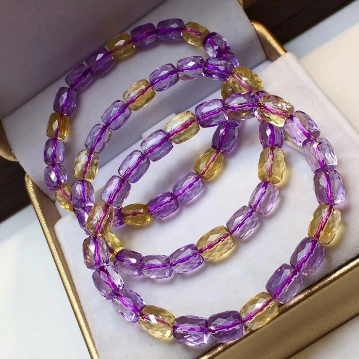 Natural Ametrine Purple Yellow Clear Barrel Faceted Beads Bracelet 6.3/7.5mm Rare Women Men Charms Crystal Jewelry AAAAA
Natural Ametrine Purple Yellow Clear Barrel Faceted Beads Bracelet 6.3/7.5mm Rare Women Men Charms Crystal Jewelry AAAAA