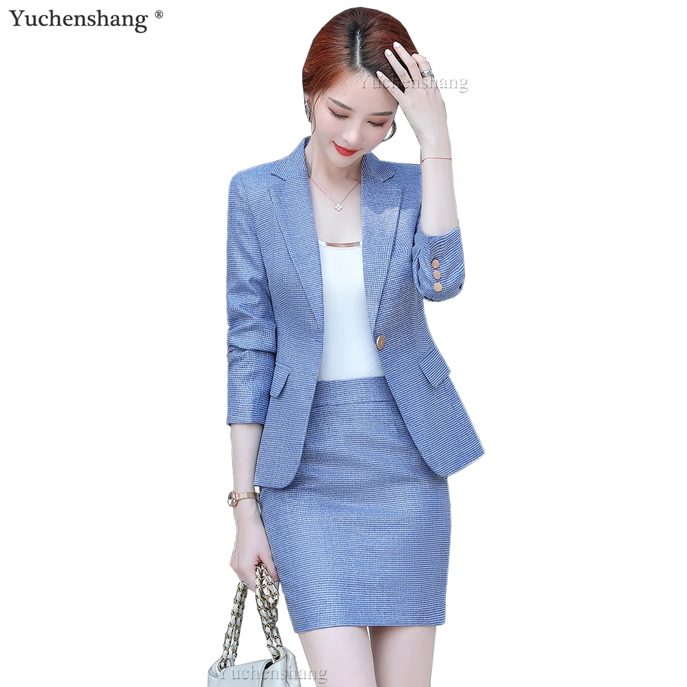 2020 Elegant Skirt Suits Women Ladies New Formal Pink Apricot Blue Green Long Sleeve Plaid Blazer Two Piece Set
2020 Elegant Skirt Suits Women Ladies New Formal Pink Apricot Blue Green Long Sleeve Plaid Blazer Two Piece Set