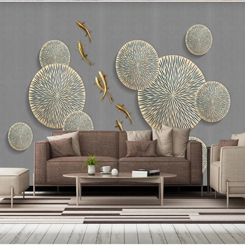 Custom Photo Wallpaper New Chinese Style Abstract 3D Relief Lotus Leaf Nine Fish Background Wall Papel De Parede Tapety Fresco
Custom Photo Wallpaper New Chinese Style Abstract 3D Relief Lotus Leaf Nine Fish Background Wall Papel De Parede Tapety Fresco