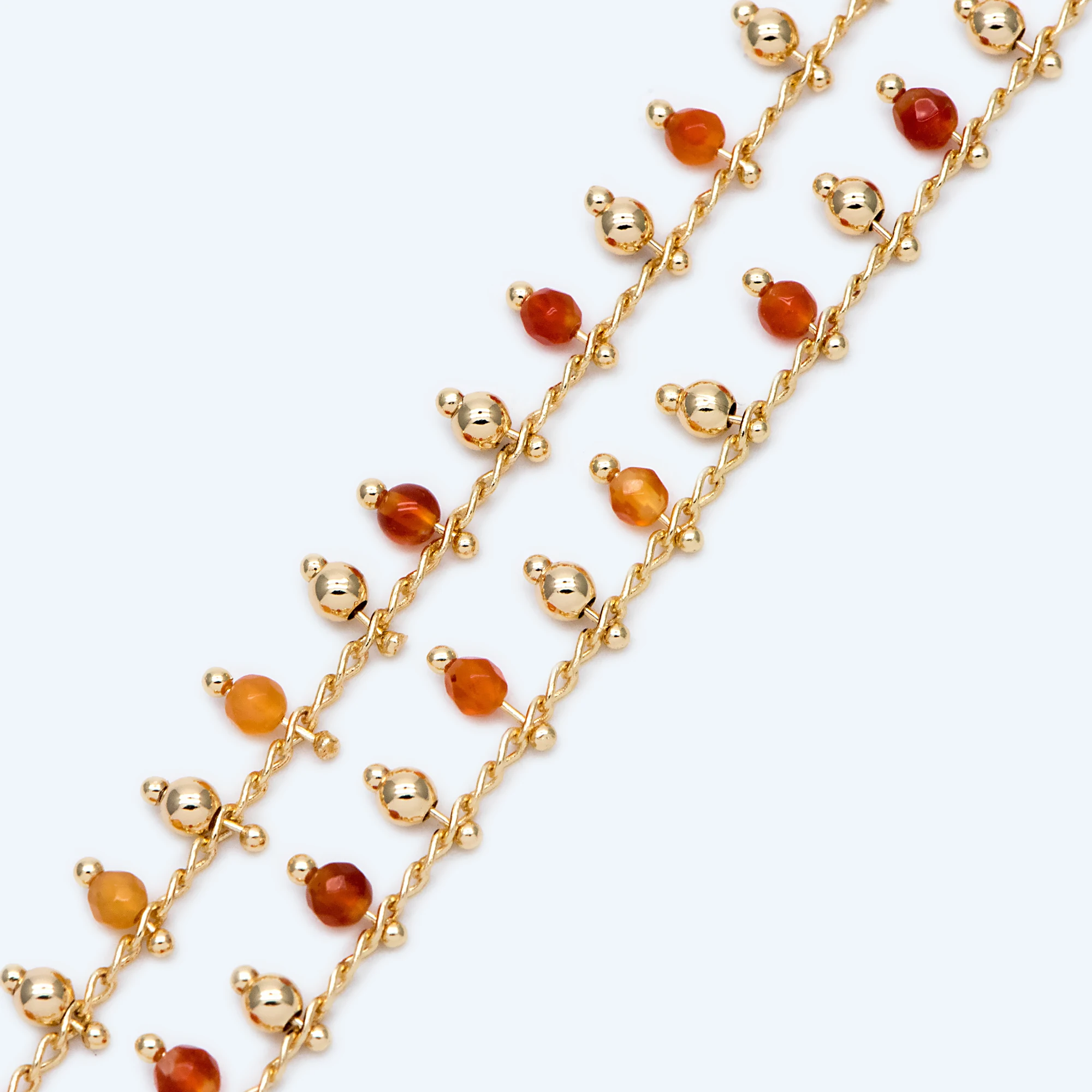 Gold Beaded Chain, Orange Gemstone Chains, Curb Chain with Round Beads, DIY Necklace Bracelet Chain Supplies (#LK-457)/ 1 Meter
Gold Beaded Chain, Orange Gemstone Chains, Curb Chain with Round Beads, DIY Necklace Bracelet Chain Supplies (#LK-457)/ 1 Meter