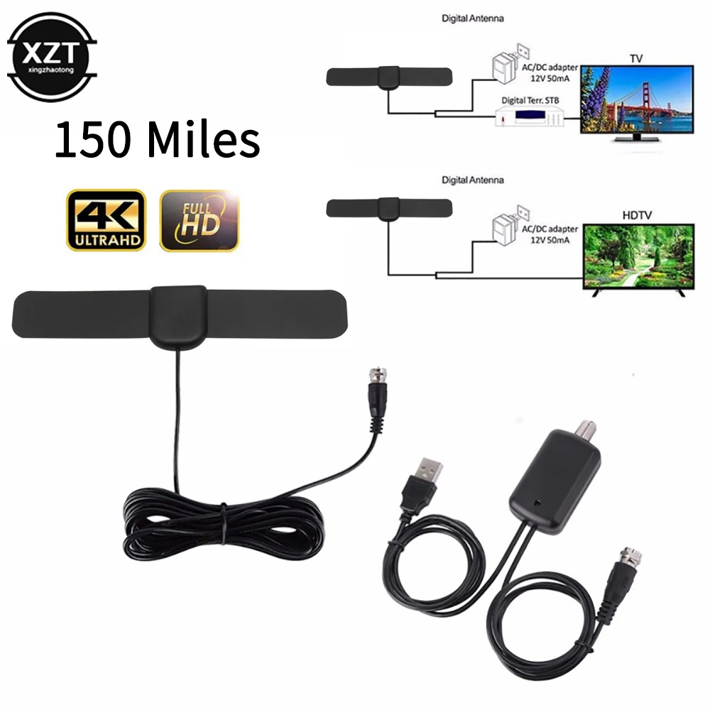 150 Miles HDTV Indoor TV Antenna DVB-T2 ATSC 1080P Digital Amplifier High Gain Satellite Booster Receiver Built-in Car Antenna
150 Miles HDTV Indoor TV Antenna DVB-T2 ATSC 1080P Digital Amplifier High Gain Satellite Booster Receiver Built-in Car Antenna