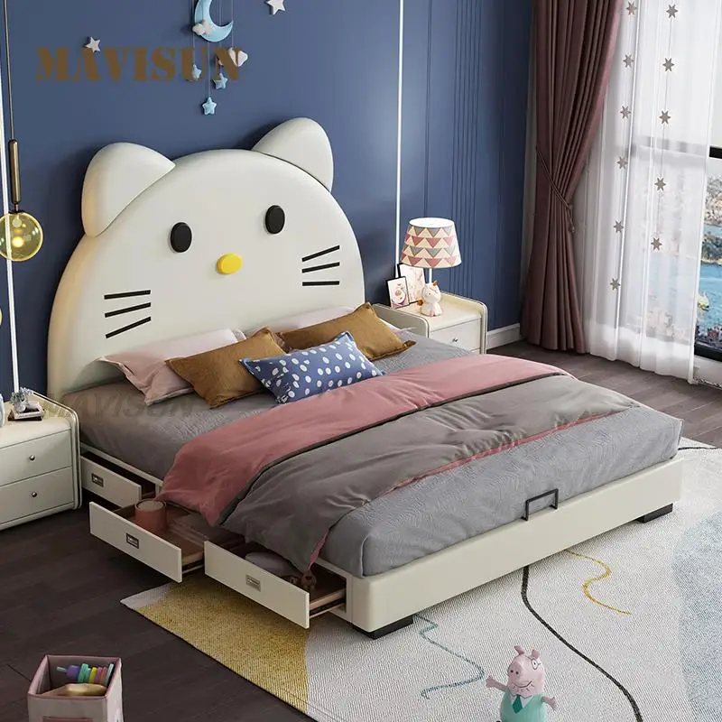 Cartoon Cute Cat Shape Children's Baby Leather Bed With Solid Wood Frame Bedroom Furniture Set Technology Cloth Single Bed
Cartoon Cute Cat Shape Children's Baby Leather Bed With Solid Wood Frame Bedroom Furniture Set Technology Cloth Single Bed