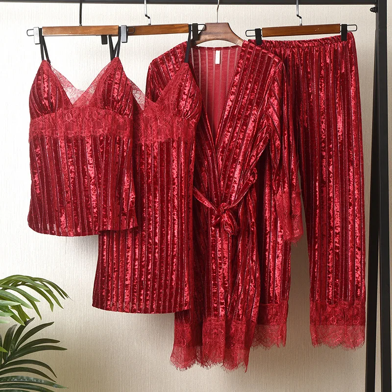 Green 4PCS Pajamas Suit Casual Sleepwear Velour Home Clothing Pyjamas Women Autumn New Nightwear Sleep Set Intimate Lingerie
Green 4PCS Pajamas Suit Casual Sleepwear Velour Home Clothing Pyjamas Women Autumn New Nightwear Sleep Set Intimate Lingerie