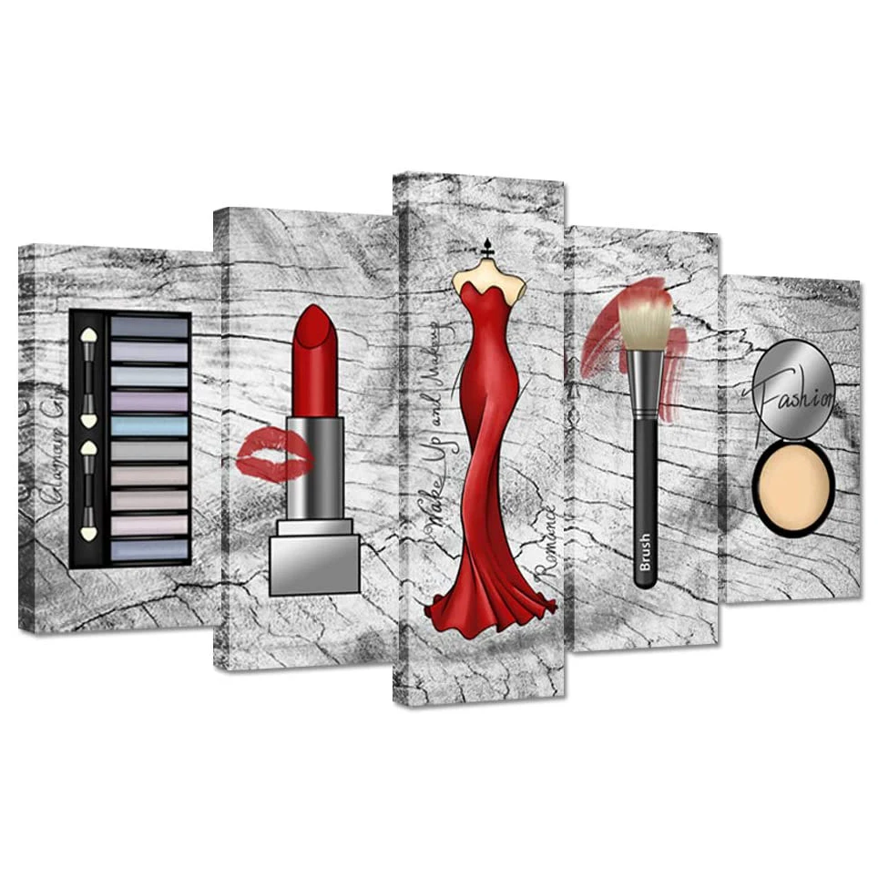 5 Pcs Red Lipstick Eyeshadow Compact New Dress Brush Makeup Tools HD Wall Art Canvas Posters Pictures Paintings Home Room Decor
5 Pcs Red Lipstick Eyeshadow Compact New Dress Brush Makeup Tools HD Wall Art Canvas Posters Pictures Paintings Home Room Decor