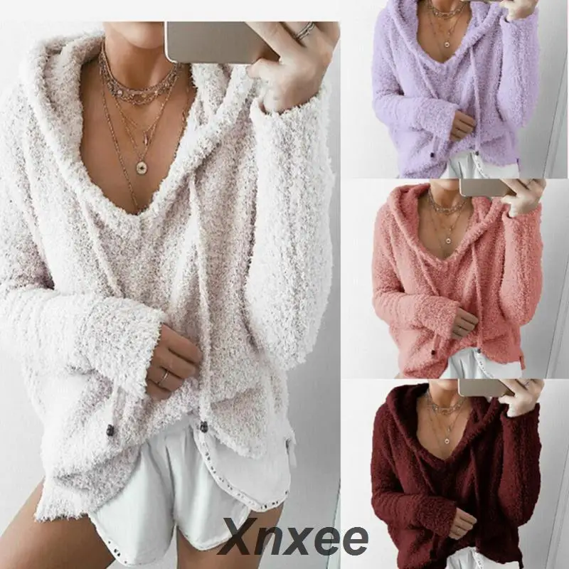 2019 Autumn Top Women Casual Mohair Hooded Pullovers V Neck Fleece Sweater Sweet Loose Warm Winter Mohair Tops Pullover Xnxee
2019 Autumn Top Women Casual Mohair Hooded Pullovers V Neck Fleece Sweater Sweet Loose Warm Winter Mohair Tops Pullover Xnxee