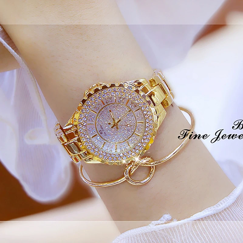 Hot Sale Ladies Crystal Gold Watch Women Luxury Rhinestone Watches Diamond Dress Wristwatches relojes para mujer bracelet watch
Hot Sale Ladies Crystal Gold Watch Women Luxury Rhinestone Watches Diamond Dress Wristwatches relojes para mujer bracelet watch
