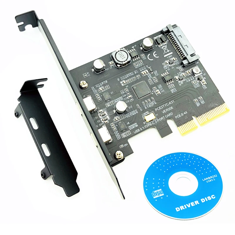 USB Type C PCI Express Card PCI-E 4X to USB 3.1 Gen2 10Gbps 2-Port Type C Expansion Card ASM3142 Chip SATA Connector For Desktop
USB Type C PCI Express Card PCI-E 4X to USB 3.1 Gen2 10Gbps 2-Port Type C Expansion Card ASM3142 Chip SATA Connector For Desktop