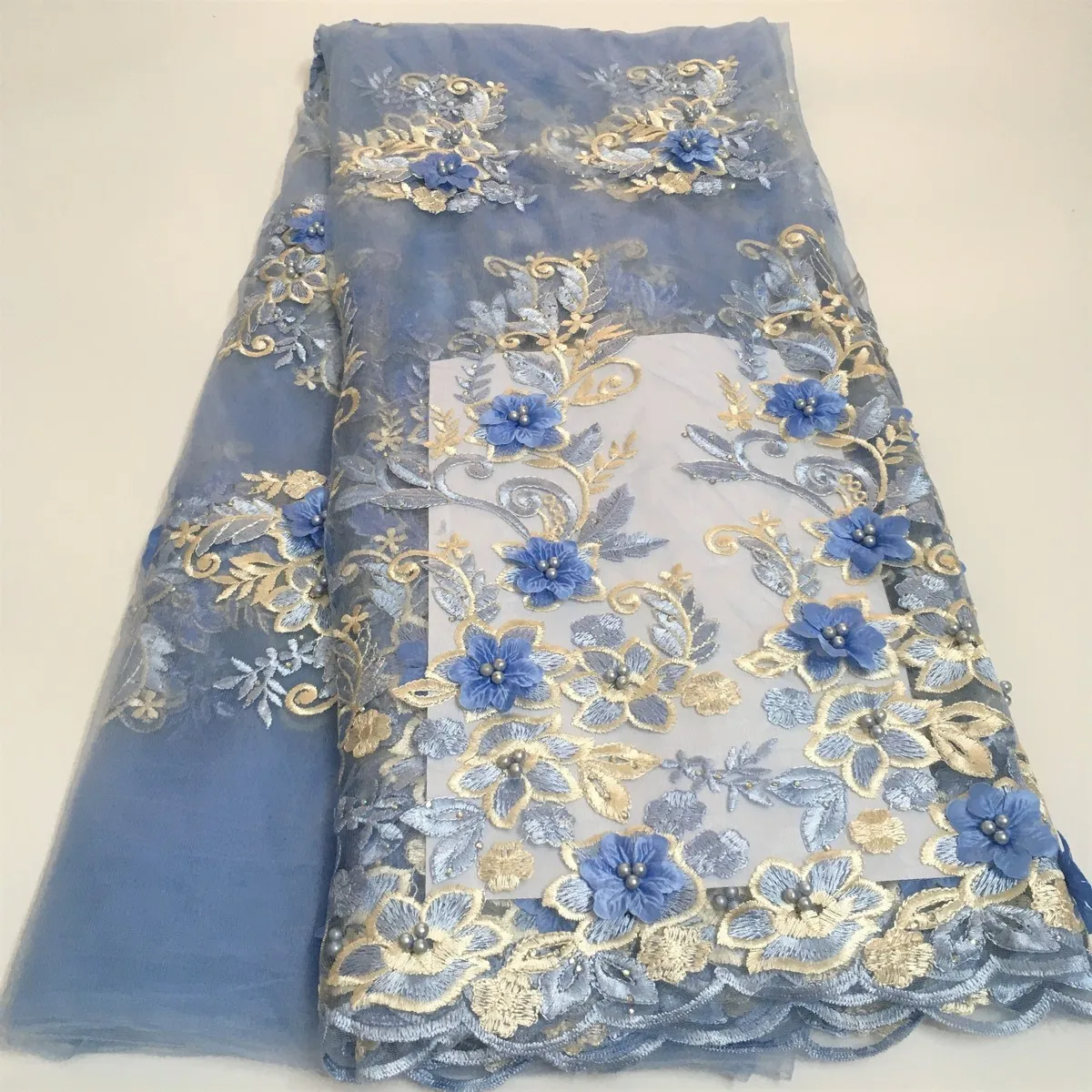 Blue 3D Flowers Lace With Beads High Quality Mesh Applique 3D Flower Tulle Nigerian Lace Fabric For Wedding Party Dress KYX09
Blue 3D Flowers Lace With Beads High Quality Mesh Applique 3D Flower Tulle Nigerian Lace Fabric For Wedding Party Dress KYX09
