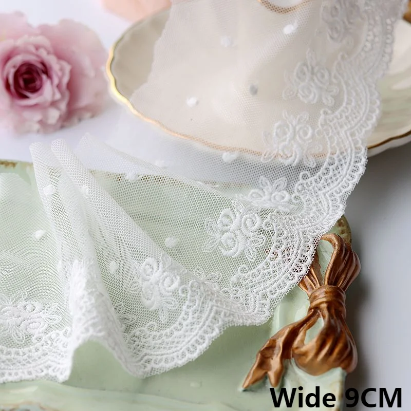 9CM Wide Luxury Tulle White Mesh Floral Embroidery Lace Fabric Ribbon Wedding Dresses Veil Clothing DIY Splicing Sewing Decor
9CM Wide Luxury Tulle White Mesh Floral Embroidery Lace Fabric Ribbon Wedding Dresses Veil Clothing DIY Splicing Sewing Decor