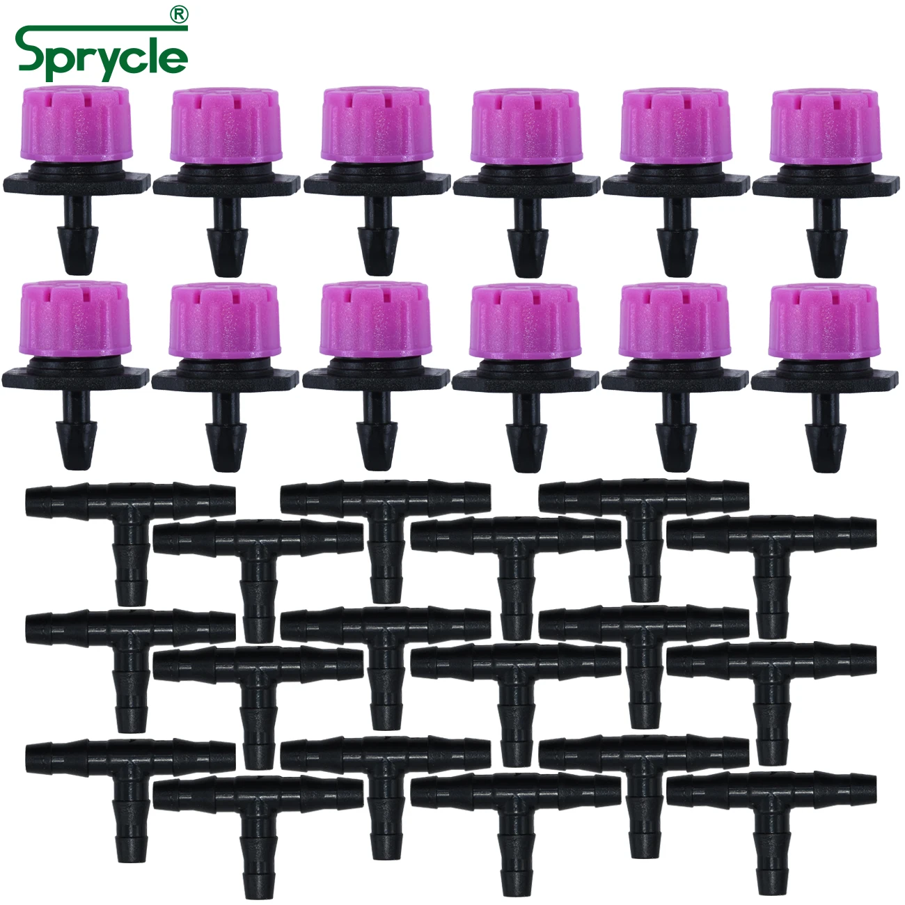 SPRYCLE 50PCS Adjustable Pink Drippers for 4/7mm Hose Automatic Watering w/ 50PCS Tee Connector Garden Drip Irrigation Kit
SPRYCLE 50PCS Adjustable Pink Drippers for 4/7mm Hose Automatic Watering w/ 50PCS Tee Connector Garden Drip Irrigation Kit