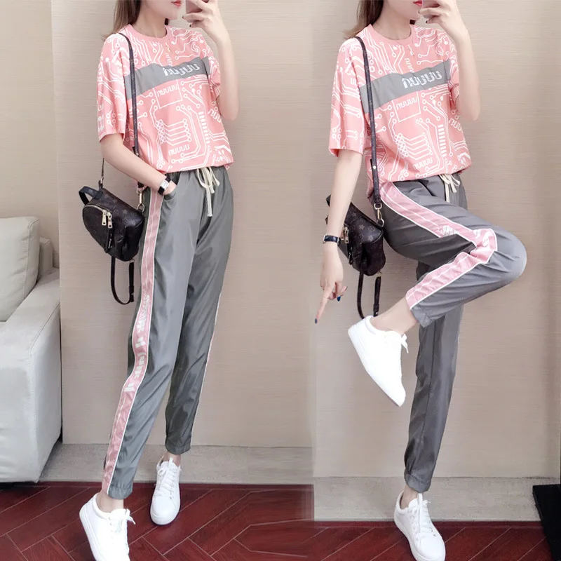Streetwear Women's Tracksuit O-Neck Pullover Short Sleeve Irregular Pattern T-shirt Casual Harem Pants Pencil Slim Trousers Girl
Streetwear Women's Tracksuit O-Neck Pullover Short Sleeve Irregular Pattern T-shirt Casual Harem Pants Pencil Slim Trousers Girl