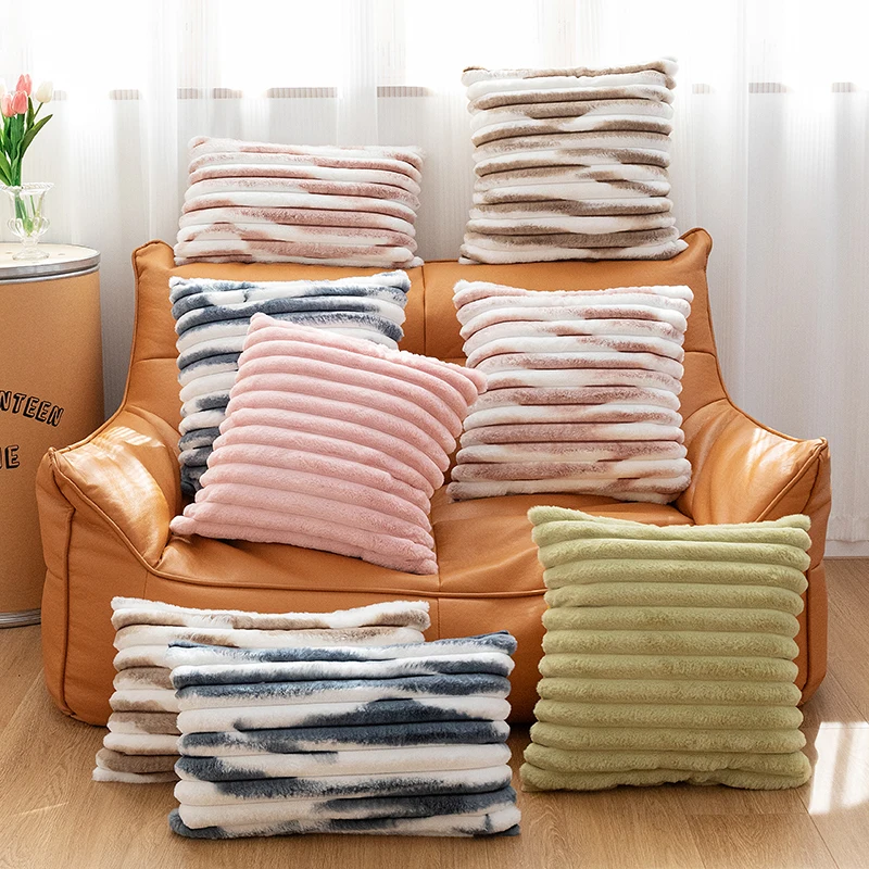 New contrast color cute striped plush sofa cushion cover without fillers, single size price 1 piece
New contrast color cute striped plush sofa cushion cover without fillers, single size price 1 piece