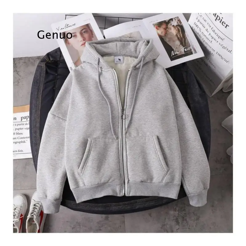 Jacket Women Solid Color Hoodies Autumn Winter Imitation Lamb Wool Korean Loose Plus Velvet Thick Zipper Sweatshirt Tops
Jacket Women Solid Color Hoodies Autumn Winter Imitation Lamb Wool Korean Loose Plus Velvet Thick Zipper Sweatshirt Tops