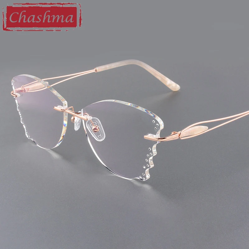 Chashma Prescription Glasses Women Butterfly Style Fashion Rimless Eyeglasses Frames Titanium Diamond Trimmed Recipe Spectacles
Chashma Prescription Glasses Women Butterfly Style Fashion Rimless Eyeglasses Frames Titanium Diamond Trimmed Recipe Spectacles