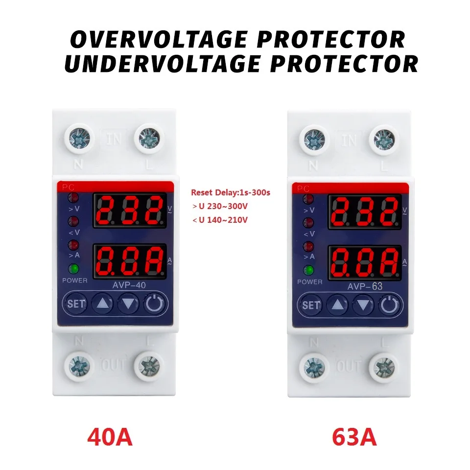 40A 63A 230V Din Rail Adjustable Over Voltage And Under Voltage Protective Device Protector Relay Over Current Protection Limit
40A 63A 230V Din Rail Adjustable Over Voltage And Under Voltage Protective Device Protector Relay Over Current Protection Limit