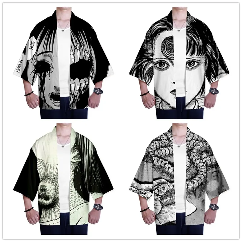 Японское кимоно Junji Ito с 3D принтом, хаори юката, Модный повседневный крутой Топ для косплея, уличная одежда с коротким рукавом для мужчин и женщин, на лето
Японское кимоно Junji Ito с 3D принтом, хаори юката, Модный повседневный крутой Топ для косплея, уличная одежда с коротким рукавом для мужчин и женщин, на лето