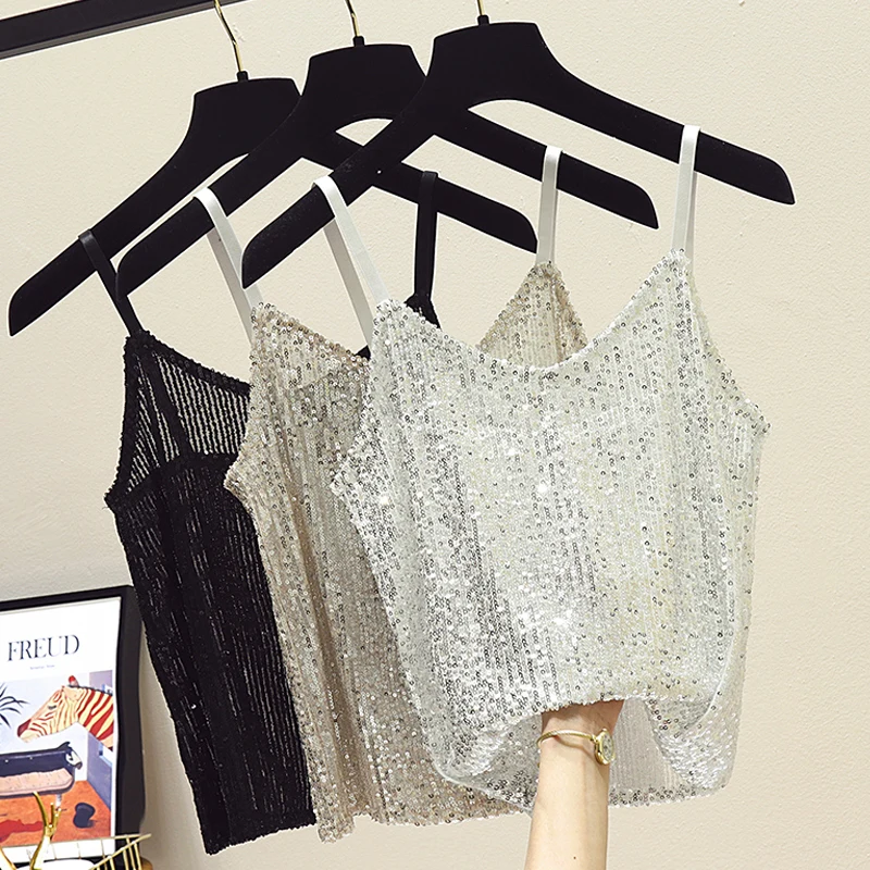 Zuolunouba 2020 Summer New Ladies Suspenders Wear Sequins Sexy Fashion Inside Sleeveless Female Tops Casual V-neck Women Vest
Zuolunouba 2020 Summer New Ladies Suspenders Wear Sequins Sexy Fashion Inside Sleeveless Female Tops Casual V-neck Women Vest
