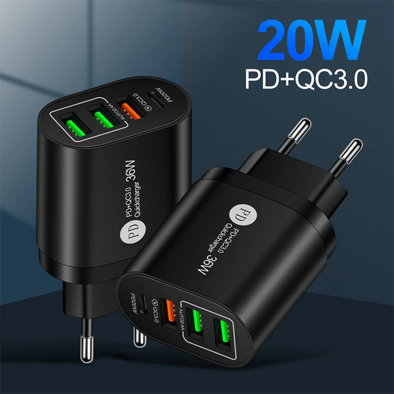 PD 4USB Travel Charger QC3.0 USB-C Phone Adapter EU/US Fast Charger For iPhone13 12 Huawei Portable Wall Mobile Phone Chargers
PD 4USB Travel Charger QC3.0 USB-C Phone Adapter EU/US Fast Charger For iPhone13 12 Huawei Portable Wall Mobile Phone Chargers