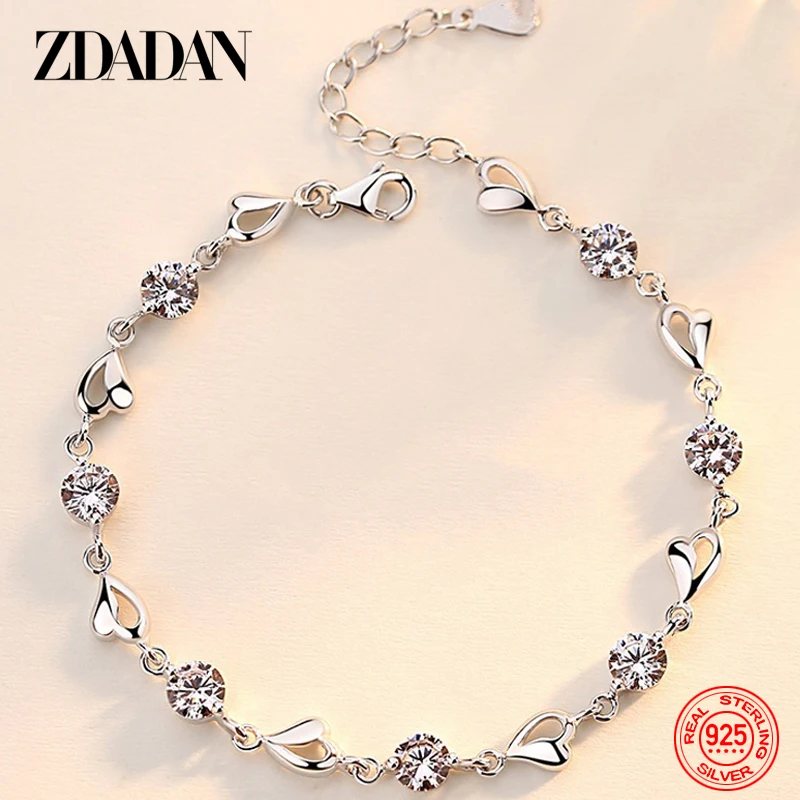 ZDADAN 925 Sterling Silver Heart Zircon Bracelet For Women Fashion Wedding Jewelry
ZDADAN 925 Sterling Silver Heart Zircon Bracelet For Women Fashion Wedding Jewelry