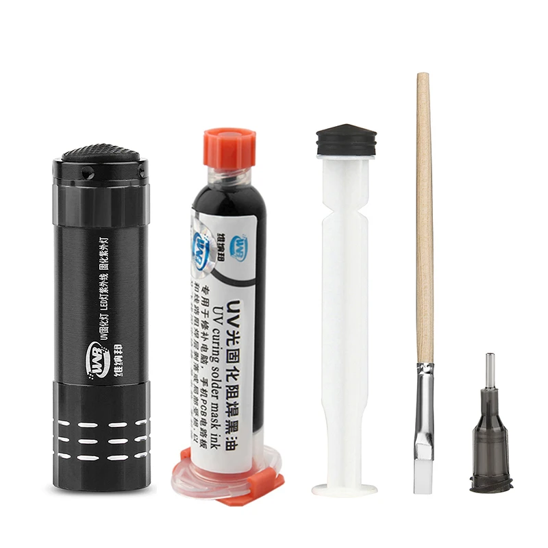 10CC Black UV Solder Mask Ink for PCB Circuit Board Protect Prevent Corrosive Arcing Soldering Paste Flux Oil
10CC Black UV Solder Mask Ink for PCB Circuit Board Protect Prevent Corrosive Arcing Soldering Paste Flux Oil