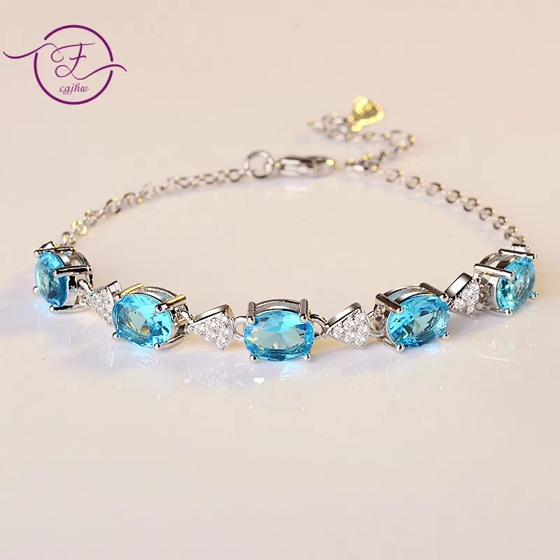 Blue Topaz Bracelet Created Aquamarine 925 Sterling Silver Charm Bracelets Party Anniversary Gifts Fashion Jewelry for Women
Blue Topaz Bracelet Created Aquamarine 925 Sterling Silver Charm Bracelets Party Anniversary Gifts Fashion Jewelry for Women