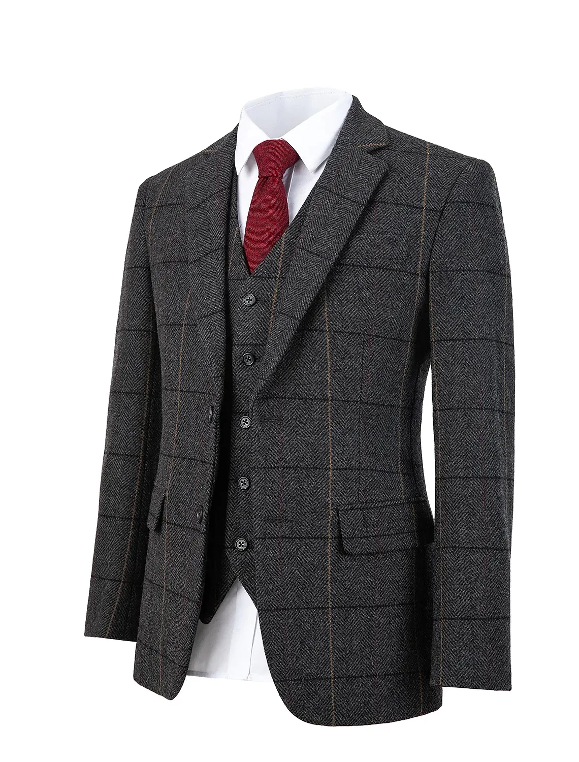 (Jacket+Pants+Vest) Winter Tweed Dark Grey Plaid Vintage Male Formal Clothes 3 Piece For Man 2021 Groomsman Wedding Custom Made
(Jacket+Pants+Vest) Winter Tweed Dark Grey Plaid Vintage Male Formal Clothes 3 Piece For Man 2021 Groomsman Wedding Custom Made