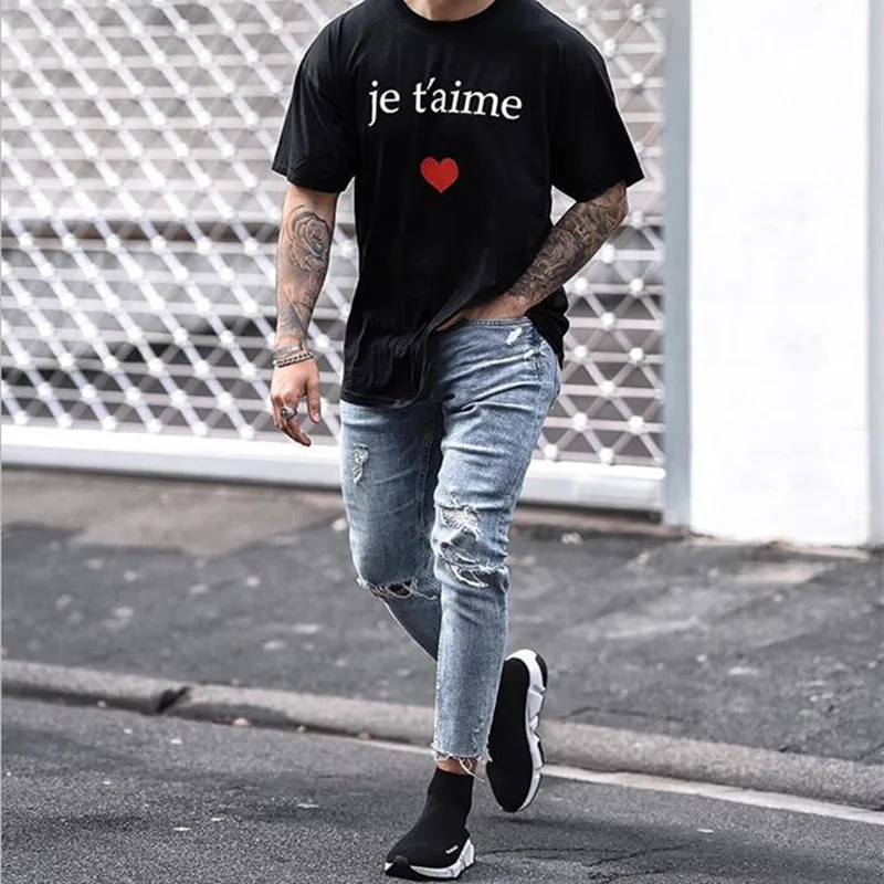 Ripped Blue Denim Cropped Trousers New Men's Pants Knee Hole Zipper Casual Pants Sweatpants Outdoor Men Fashion Trousers
Ripped Blue Denim Cropped Trousers New Men's Pants Knee Hole Zipper Casual Pants Sweatpants Outdoor Men Fashion Trousers