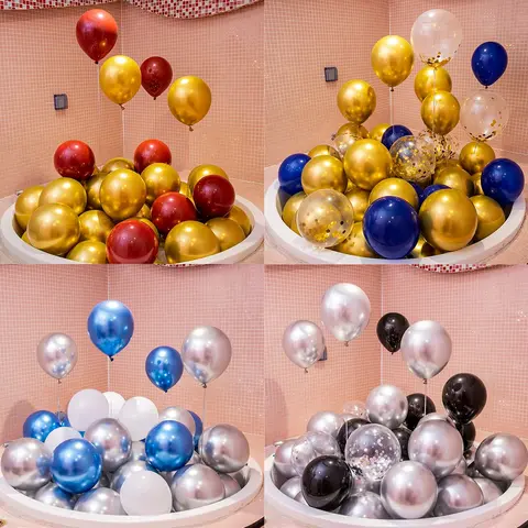 20PCS Gold Silver Confetti Metal Latex Christmas baby shower Balloons Wedding 2022 Newyear's Globos Birthday Party Decorations