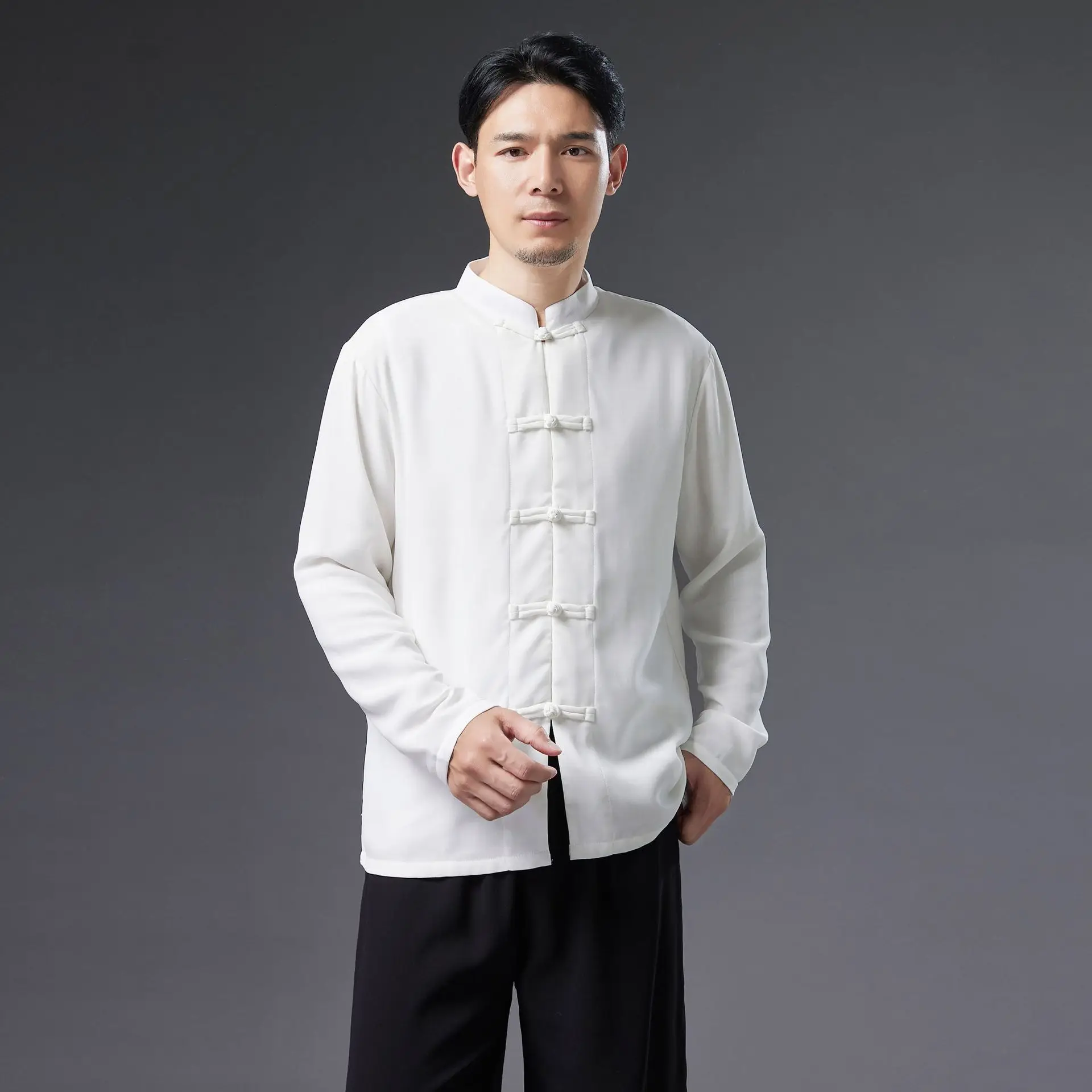 Chinese Traditional Men Chiffon Cardigan Retro Button Solid Tang Tops Autumn Mandarin Collar Robe Gown Harajuku Kimono
Chinese Traditional Men Chiffon Cardigan Retro Button Solid Tang Tops Autumn Mandarin Collar Robe Gown Harajuku Kimono