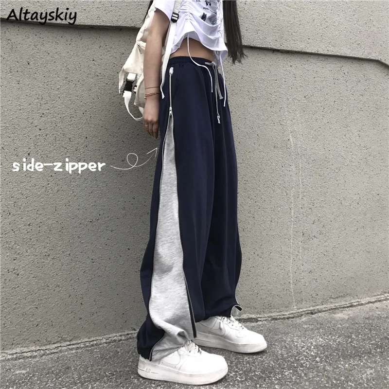 Women Casual Pants Spring Side-zipper Straight Trousers Baggy Harajuku Unisex Fashion Female Drawstring Elastic Waist BF Retro
Women Casual Pants Spring Side-zipper Straight Trousers Baggy Harajuku Unisex Fashion Female Drawstring Elastic Waist BF Retro
