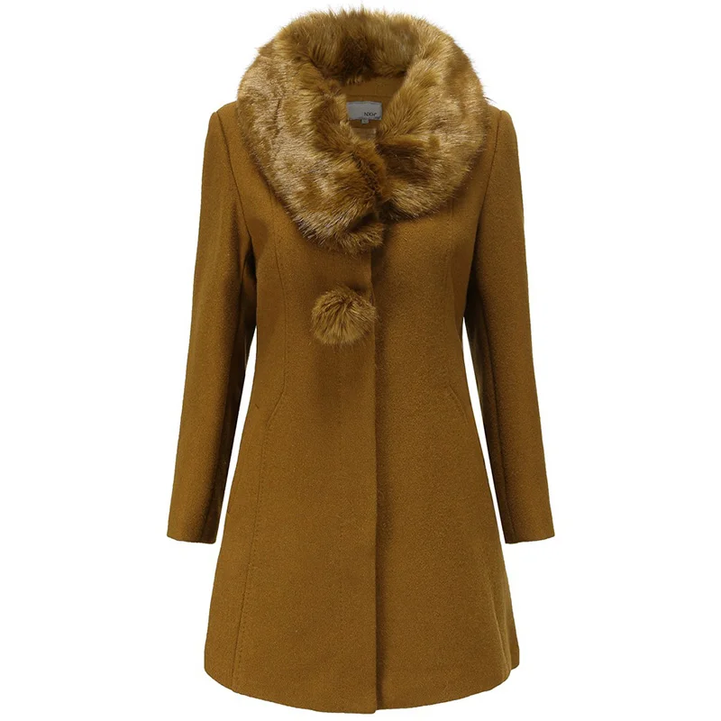 Hot Selling Warm Winter Women's Coat Wool Collar Woolen Coat Women's Jacket Windbreaker Fashion Overcoats Button Solid Long Coat
Hot Selling Warm Winter Women's Coat Wool Collar Woolen Coat Women's Jacket Windbreaker Fashion Overcoats Button Solid Long Coat