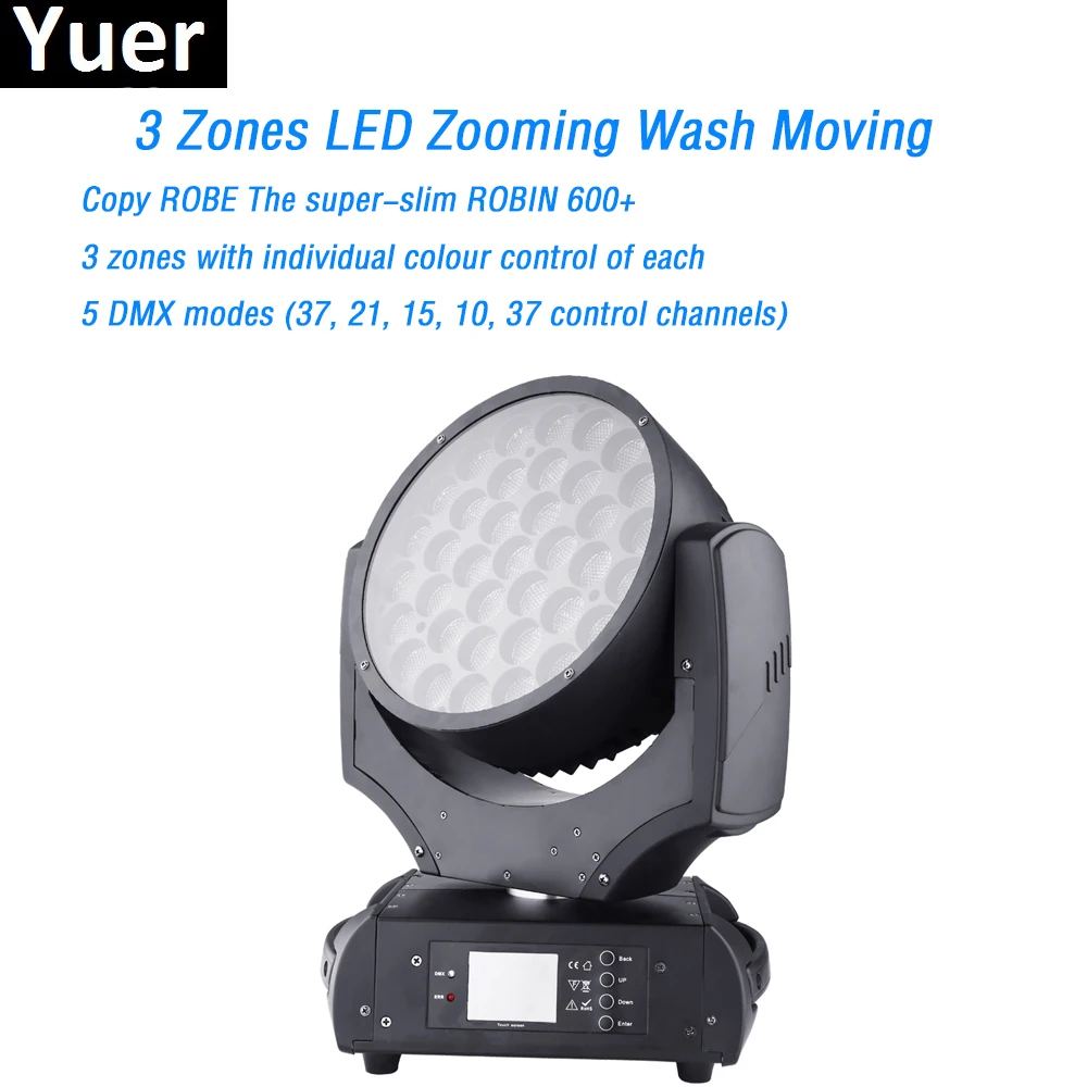 3 Zones LED Zooming Wash Moving Head 37*15W Cree RGBW LED multichips 5 DMX modes Copy ROBE The super-slim ROBIN 600+ Stage light
3 Zones LED Zooming Wash Moving Head 37*15W Cree RGBW LED multichips 5 DMX modes Copy ROBE The super-slim ROBIN 600+ Stage light