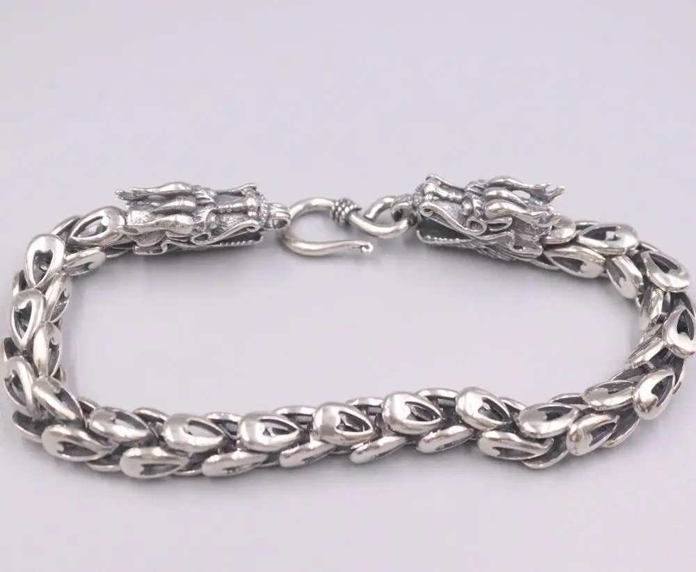 New Pure Solid 925 Sterling Silver Bracelet 6mm Two Dragon Head And Dragon Scales Link Chain Bracelet
New Pure Solid 925 Sterling Silver Bracelet 6mm Two Dragon Head And Dragon Scales Link Chain Bracelet