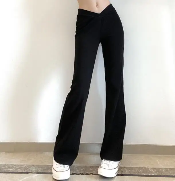 Women Wide Leg Pants V-shaped Waist Black Micro Flared Trousers Loose Slim Drape Casual Long Pants
Women Wide Leg Pants V-shaped Waist Black Micro Flared Trousers Loose Slim Drape Casual Long Pants
