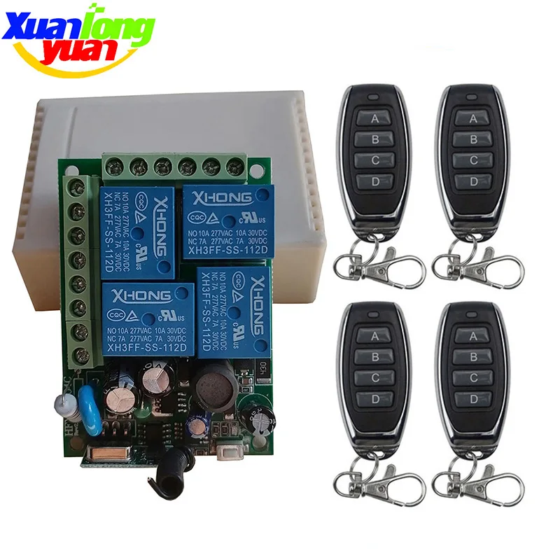 Remote Control 433Mhz 220V 4CH 10A rf Switch Relay Receiver and Transmitter for Garage Remote Control and Remote Light Switch
Remote Control 433Mhz 220V 4CH 10A rf Switch Relay Receiver and Transmitter for Garage Remote Control and Remote Light Switch