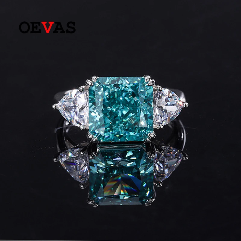 OEVAS 100% 925 Sterling Silver 10*10mm Mint Green High Carbon Diamond Rings For Women Sparkling Wedding Party Fine Jewelry Gift
OEVAS 100% 925 Sterling Silver 10*10mm Mint Green High Carbon Diamond Rings For Women Sparkling Wedding Party Fine Jewelry Gift