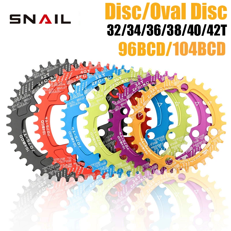 SNAIL MTB Mountain Bike Chainwheel Chainring 96/104BCD Round/Oval 32/34/36/38/40/42T Tooth Narrow n Wide Ultralight Tooth Plate
SNAIL MTB Mountain Bike Chainwheel Chainring 96/104BCD Round/Oval 32/34/36/38/40/42T Tooth Narrow n Wide Ultralight Tooth Plate