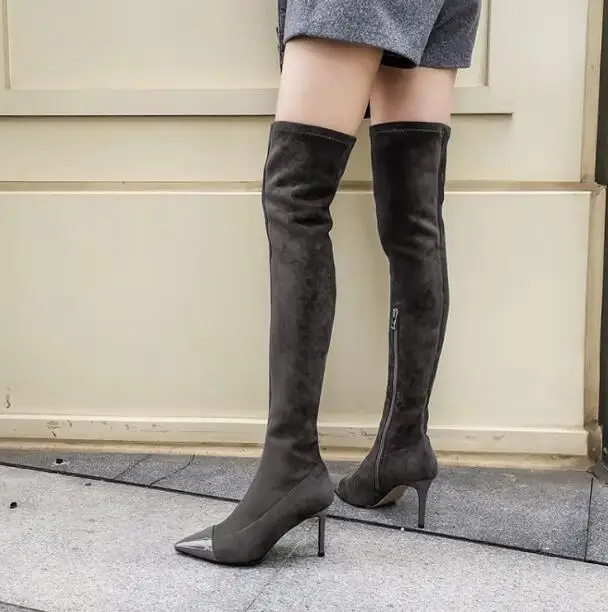 Suede Black Nude Woman Patent Leather Pointed Toe Slim Zipper Thin Heels Over The Knee Thigh Long Boots Lady Drop Shipping
Suede Black Nude Woman Patent Leather Pointed Toe Slim Zipper Thin Heels Over The Knee Thigh Long Boots Lady Drop Shipping