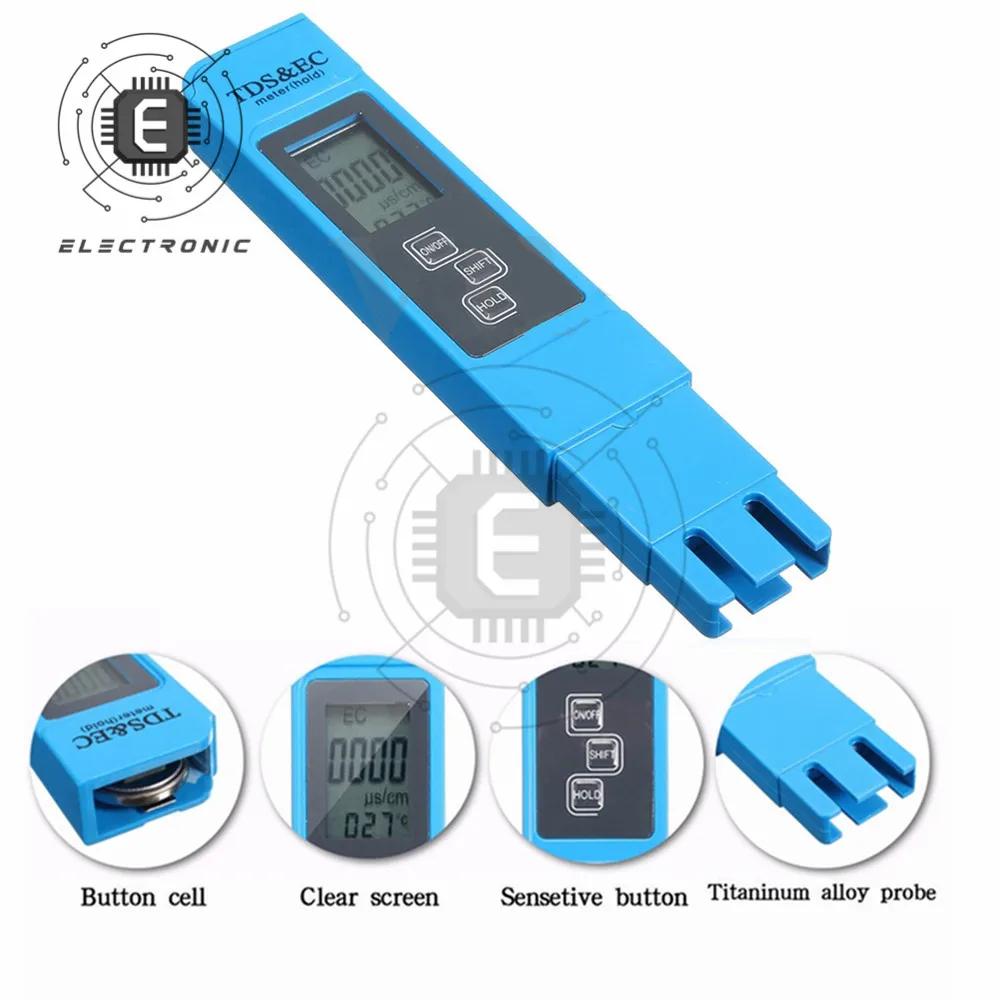 3 IN 1 Water Quality Tester EC TDS 19999 PPM Temperature Conductivity Detection Pen Digital Portable Detection Instrument 
3 IN 1 Water Quality Tester EC TDS 19999 PPM Temperature Conductivity Detection Pen Digital Portable Detection Instrument