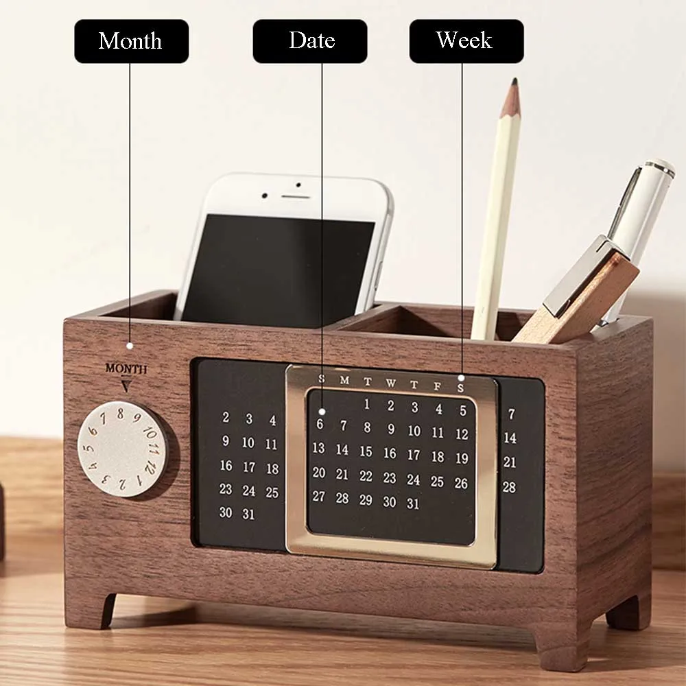 Wood Table Permanent Calendar Adjustable Stationery Organizer Pen Holder Storage Box 2022 Perpetual Calendar Office Ornament
Wood Table Permanent Calendar Adjustable Stationery Organizer Pen Holder Storage Box 2022 Perpetual Calendar Office Ornament