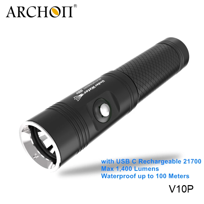 Archon V10P Cree LED 100 Meters Underwater Flashlight Scuba Diving Torch Light with 5100mAh Type C USB Charging 21700 Battery
Archon V10P Cree LED 100 Meters Underwater Flashlight Scuba Diving Torch Light with 5100mAh Type C USB Charging 21700 Battery