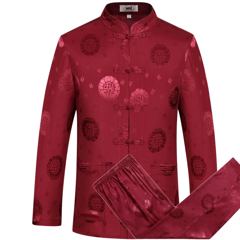 Chinese print Men's Tang Suit Sets Long Sleeve Shirt Long Pants Kung Fu Suit High Quality Wu Shu Tai Chi wine red Sets 2020
Chinese print Men's Tang Suit Sets Long Sleeve Shirt Long Pants Kung Fu Suit High Quality Wu Shu Tai Chi wine red Sets 2020