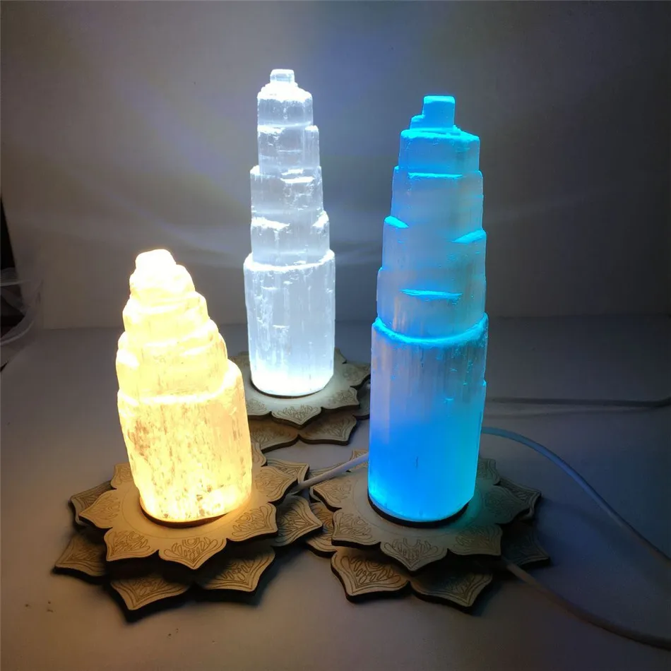 Natural Quartz Crystal Selenite Tower Lotus Lamp Gypsum Castle Reiki Healing Home Decor Mineral Specimen
Natural Quartz Crystal Selenite Tower Lotus Lamp Gypsum Castle Reiki Healing Home Decor Mineral Specimen