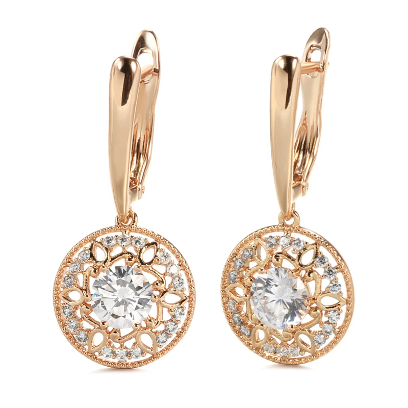 Zircon Flower Drop Earrings for Women 585 Rose Gold White Natural Zircon Earrings Luxury Wedding Fashion Jewelry
Zircon Flower Drop Earrings for Women 585 Rose Gold White Natural Zircon Earrings Luxury Wedding Fashion Jewelry
