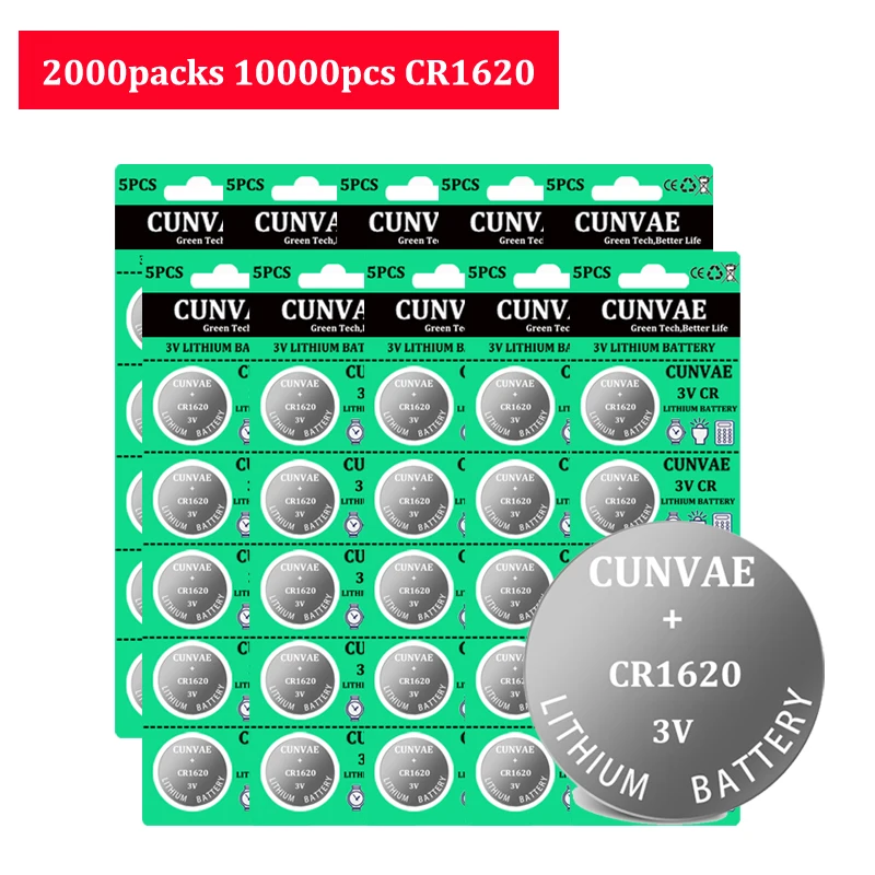 10000 шт. CR1620 CR 1620 3 в литиевые батареи, Кнопочная батарея монета ECR1620 LM1620 DL1620 BR1620 KCR1620 5009LC для игрушечных автомобильных ключей
10000 шт. CR1620 CR 1620 3 в литиевые батареи, Кнопочная батарея монета ECR1620 LM1620 DL1620 BR1620 KCR1620 5009LC для игрушечных автомобильных ключей