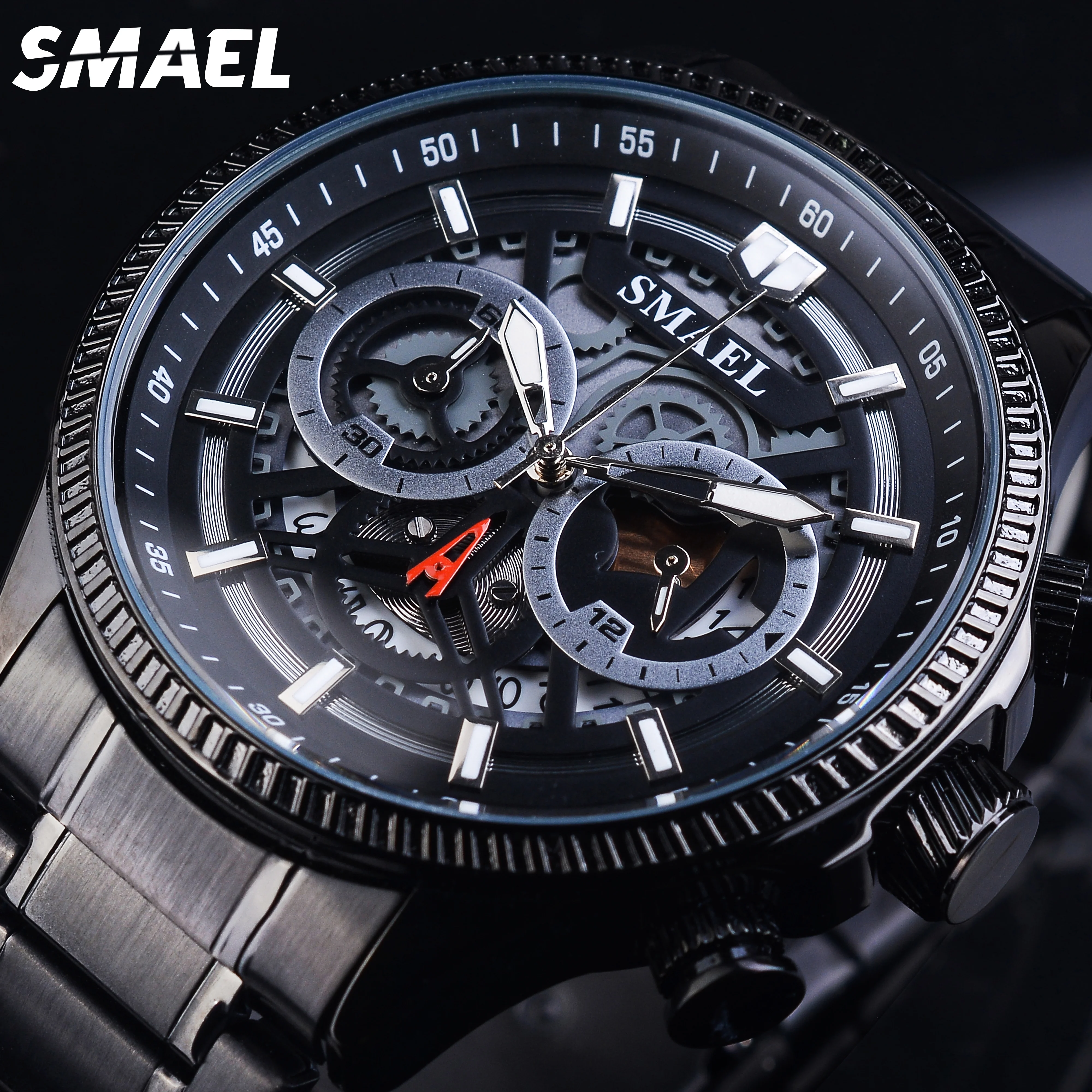 SMAEL Three Dial Military Wristwatch Man Calendar Quartz Watches Waterproof Stainless Steel Men Watch Sport Male Clock Black
SMAEL Three Dial Military Wristwatch Man Calendar Quartz Watches Waterproof Stainless Steel Men Watch Sport Male Clock Black