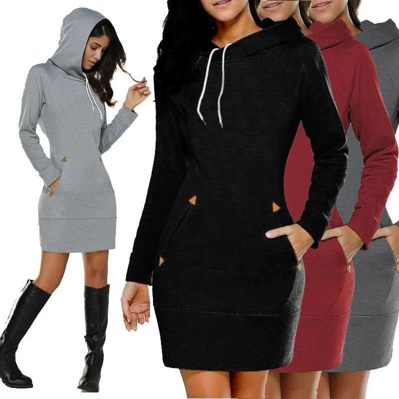 Autumn Women's Fashion Casual Hooded Dresses American Slim Basic Women Long Sleeve Dress Pullover Sweater Perppy Popular Hoodie
Autumn Women's Fashion Casual Hooded Dresses American Slim Basic Women Long Sleeve Dress Pullover Sweater Perppy Popular Hoodie