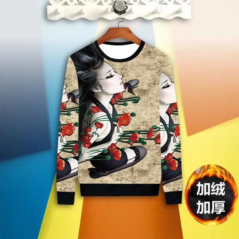 Men's new 3D Chinese style printing long-sleeved men's clothing, costume beauty tops, autumn and winter round neck warm clothing
Men's new 3D Chinese style printing long-sleeved men's clothing, costume beauty tops, autumn and winter round neck warm clothing