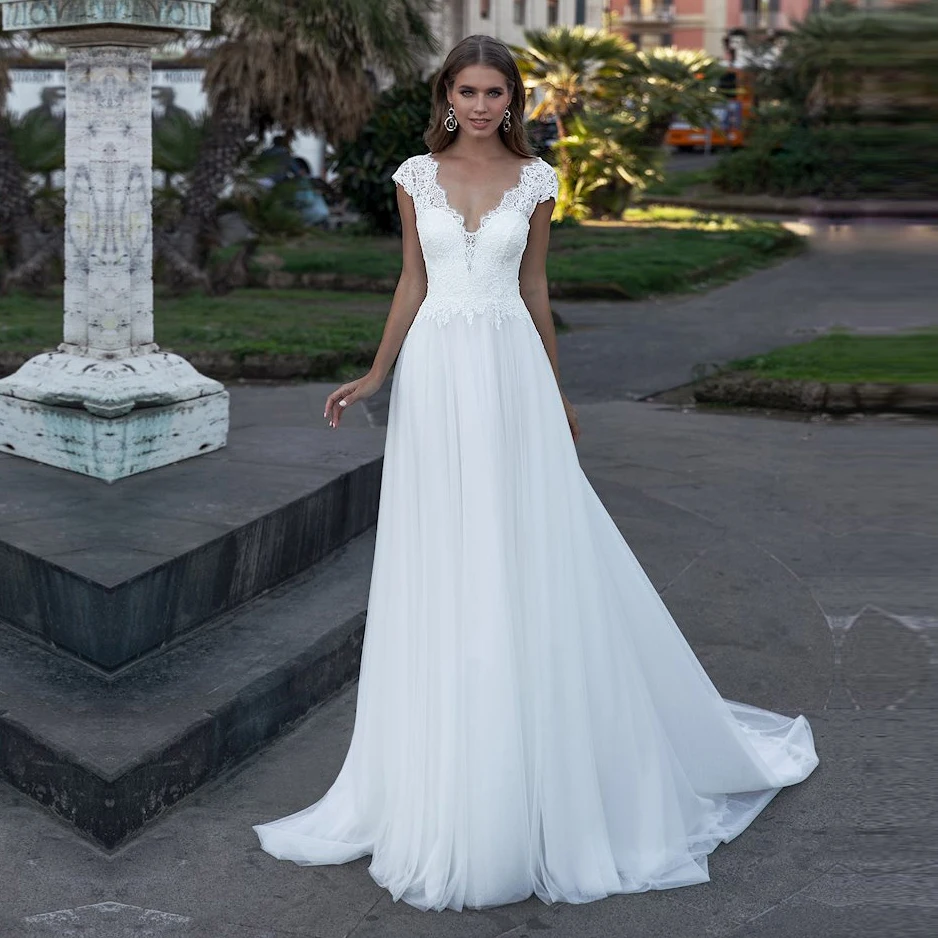 Bohemian Wedding Dress V-Neck Cap Sleeve A Line Boho Simple Bridal Gowns vestido de noiva 2020 Elegant Plus Size Bride Dresses
Bohemian Wedding Dress V-Neck Cap Sleeve A Line Boho Simple Bridal Gowns vestido de noiva 2020 Elegant Plus Size Bride Dresses