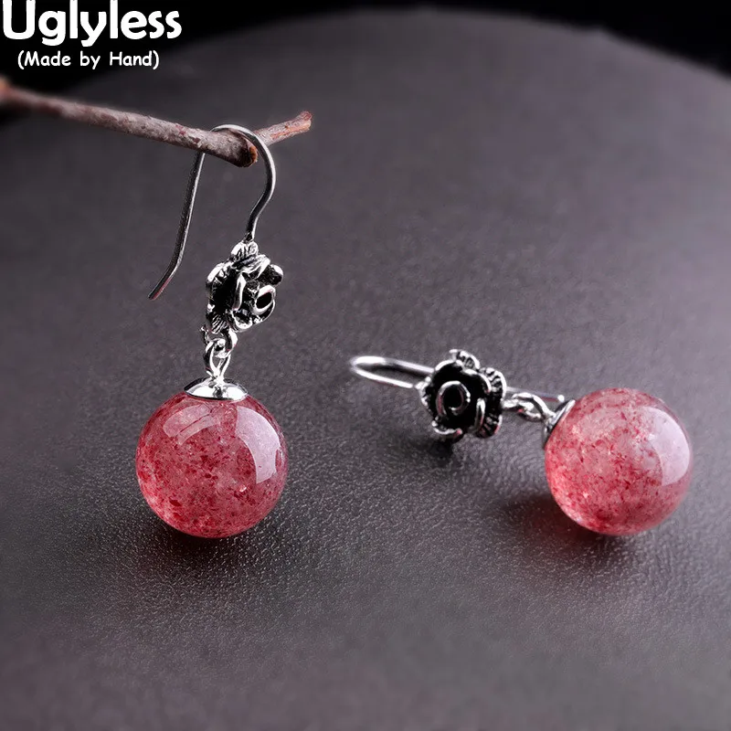 Uglyless Thai Silver Handmade Flowers Vintage Earrings Women Pretty Strawberry Quartz Dangle Earrings 925 Silver Brincos Bijoux
Uglyless Thai Silver Handmade Flowers Vintage Earrings Women Pretty Strawberry Quartz Dangle Earrings 925 Silver Brincos Bijoux